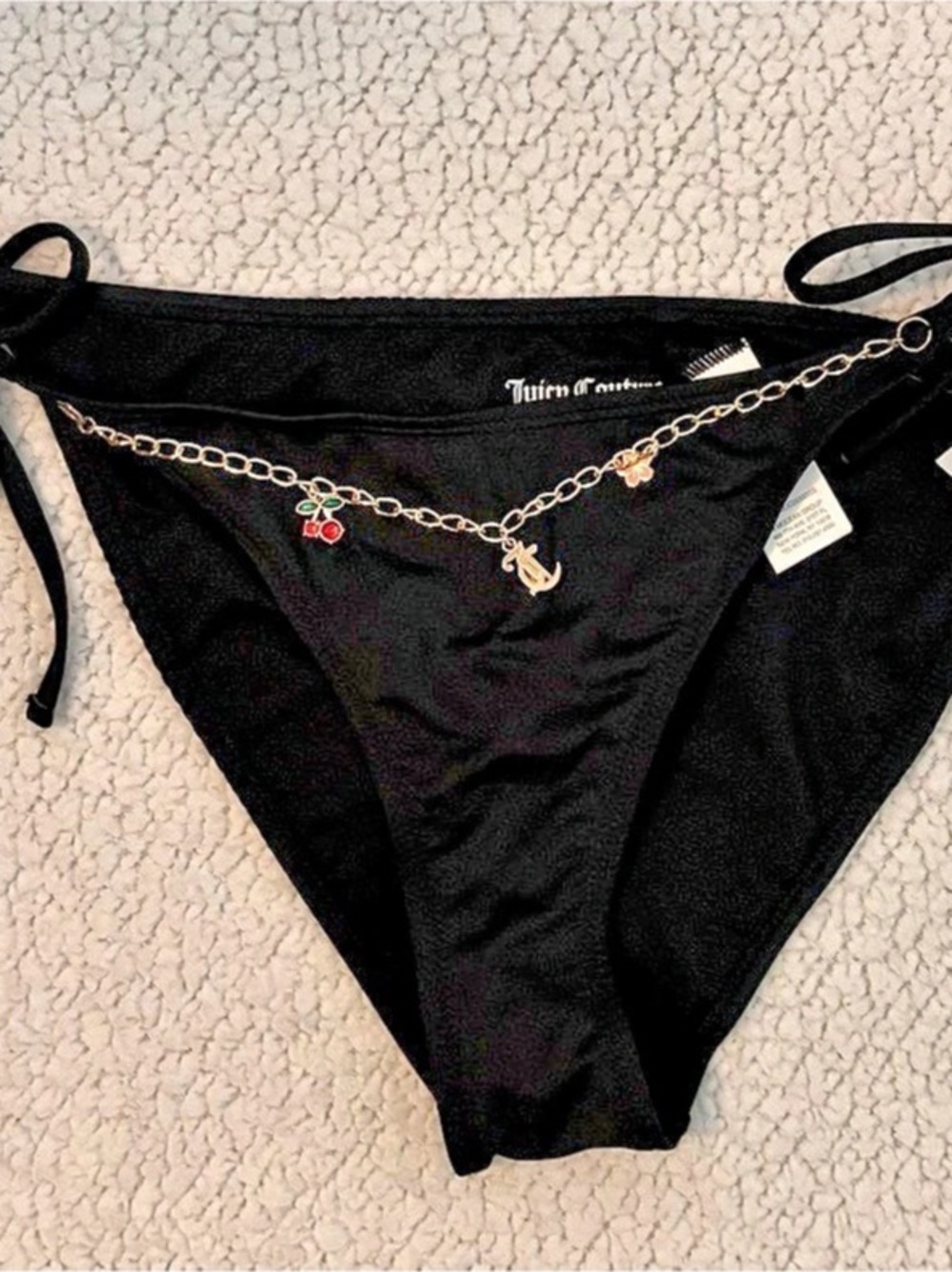 Juicy Couture Black Charm Chain Bikini Bottom Medium